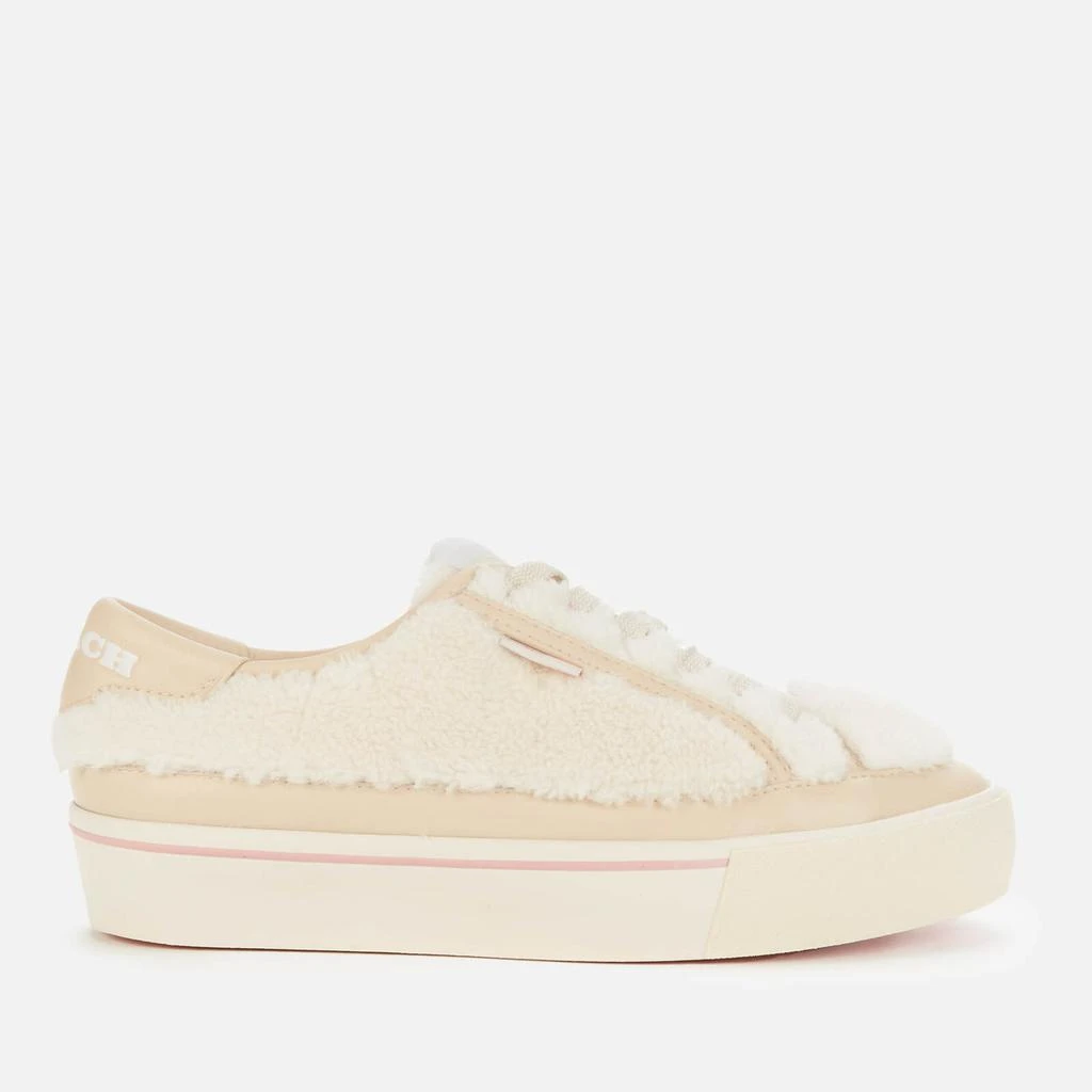 商品Coach|Coach Women's Citysole Shearling Platform Trainers - Natural/Chalk,价格¥470,第1张图片