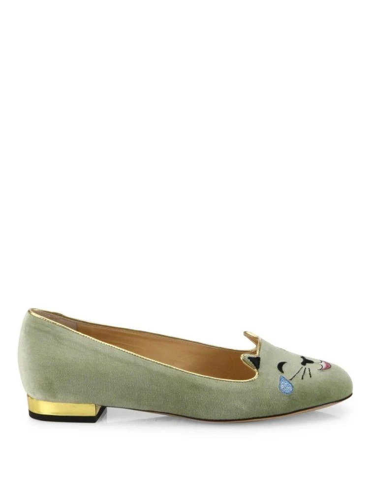 商品Charlotte Olympia|丝绒猫猫芭蕾平底鞋,价格¥1576,第5张图片详细描述