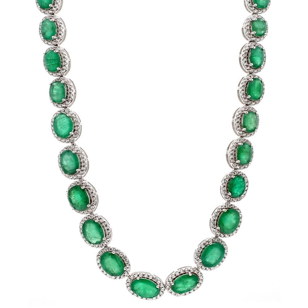 商品Macy's|Multi-Stone Oval Link 18" Statement Necklace in 14k Gold-Plated Sterling Silver,价格¥11805,第3张图片详细描述