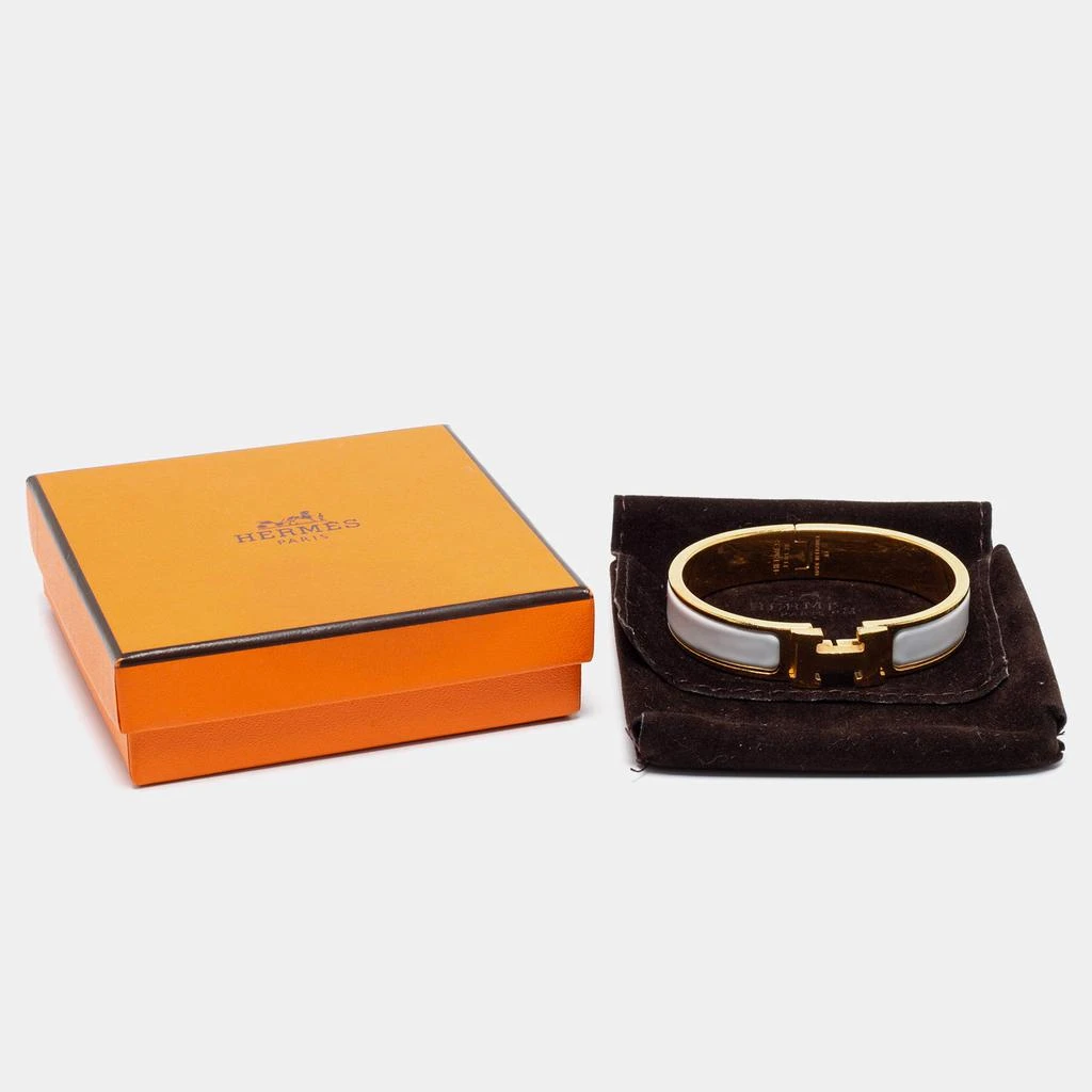 Hermès Clic H White Enamel Gold Plated Narrow Bracelet 商品