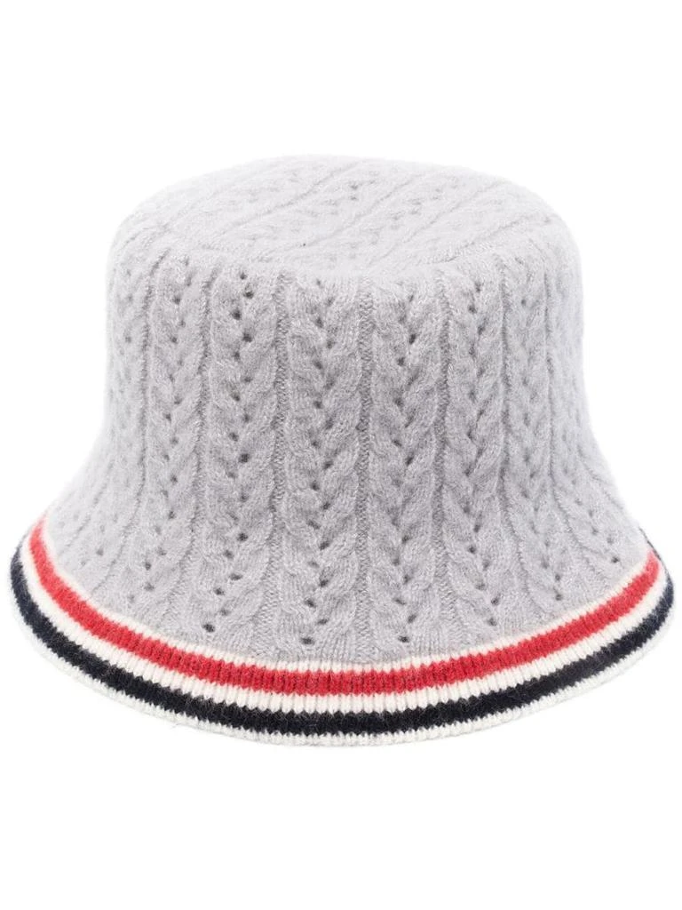 商品Thom Browne|THOM BROWNE Knit logo bucket hat,价格¥5272,第1张图片