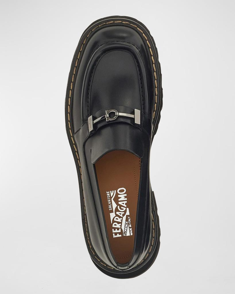 Men's Ignazio Lug Sole Gancio-Buckle Leather Loafers商品第4张图片规格展示
