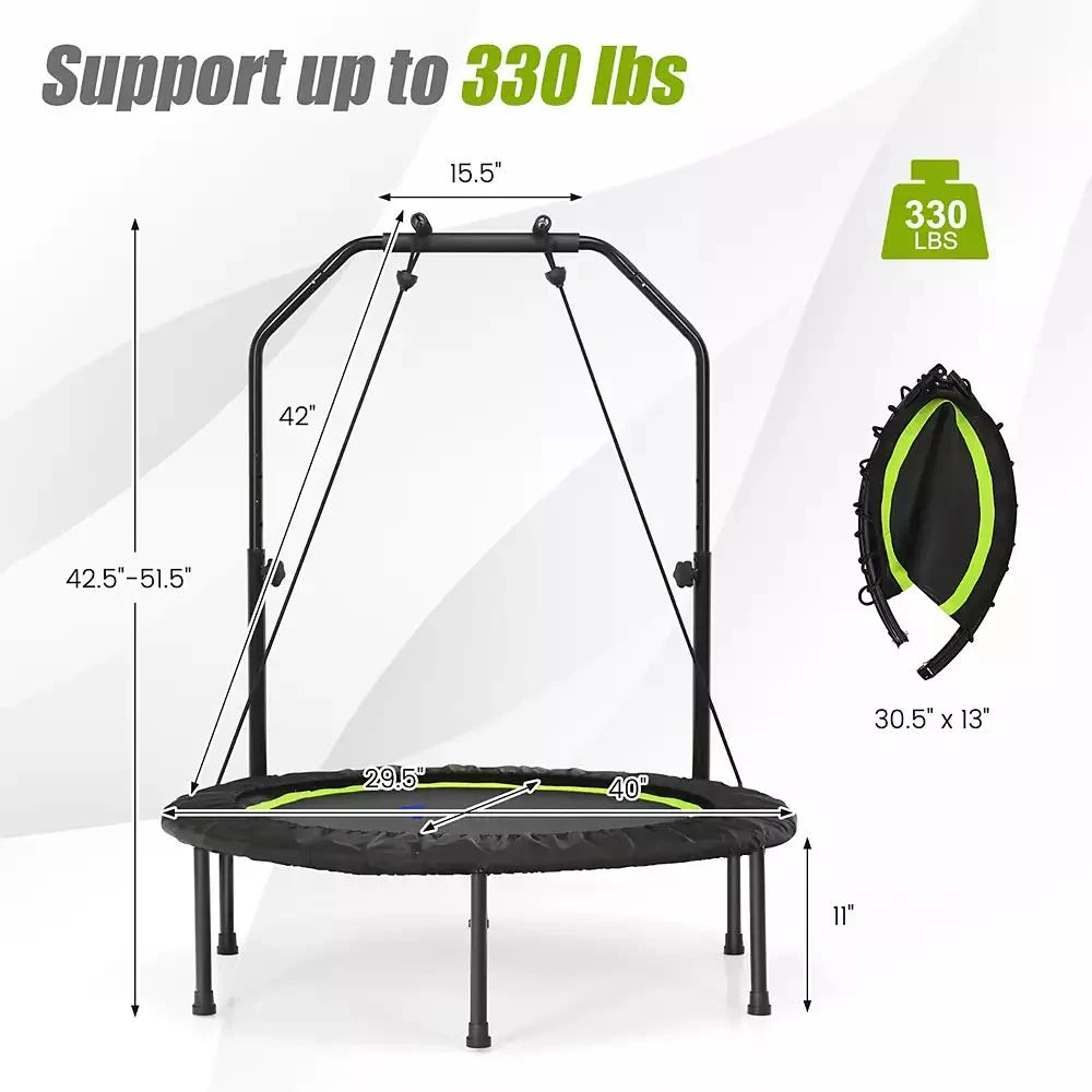 商品Costway|40" Foldable Adjustable Trampoline Fitness Rebounder with Resistance Bands Home Gym,价格¥677,第3张图片详细描述