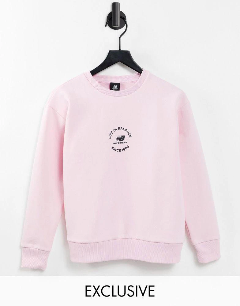 商品New Balance|New Balance life in balance sweatshirt in pink - exclusive to ASOS,价格¥291,第1张图片