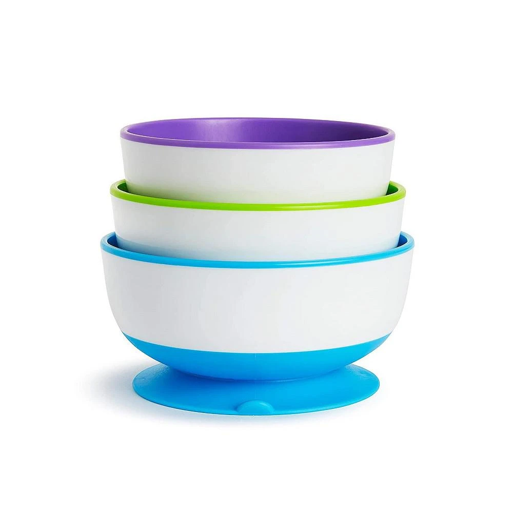 商品Munchkin|3 Pack Stay Put Suction Bowls with 12 Pack Soft Tip Infant Spoons,价格¥224,第2张图片详细描述