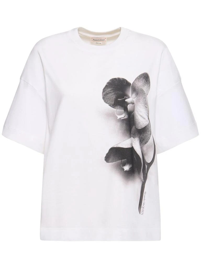 商品Alexander McQueen|Orchid Print Cotton T-shirt,价格¥4386,第1张图片