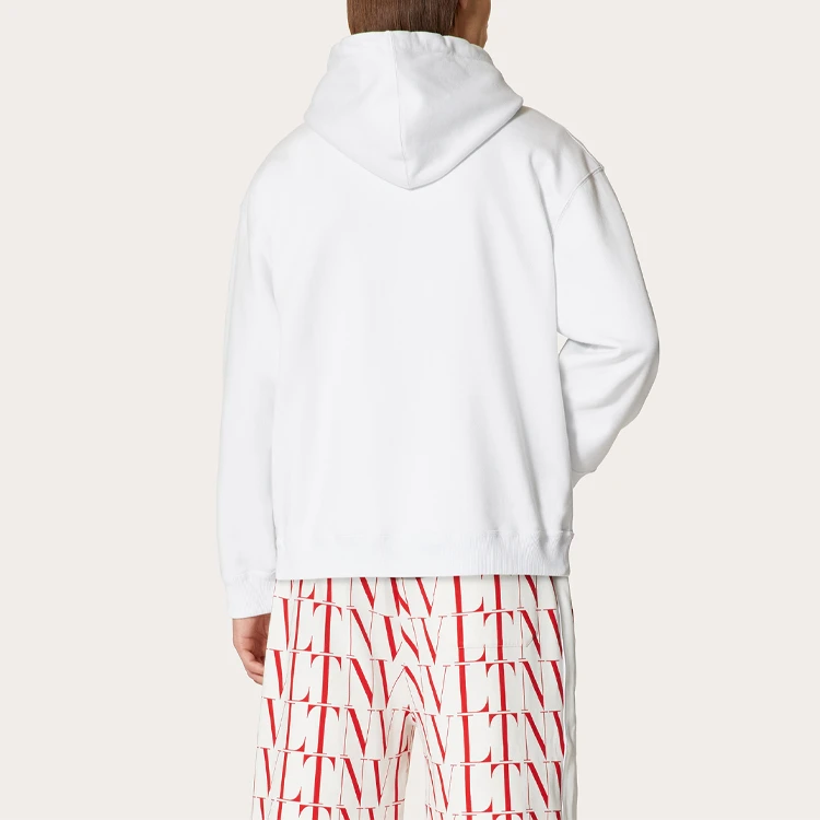 商品[国内直发] Valentino|华伦天奴 Logo字母印花连帽长袖卫衣 男款 白色,价格¥3968,第5张图片详细描述