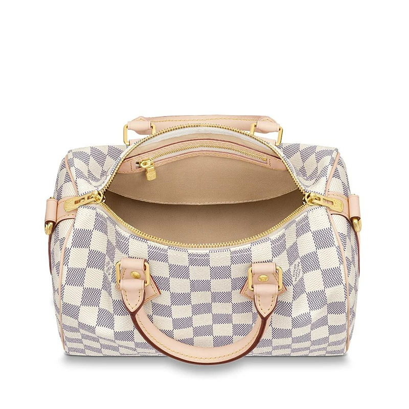 预售10天 Louis Vuitton/路易威登 经典款SPEEDY 25系列 女士蓝白棋盘格帆布饰皮革滚边金扣配可拆卸肩带拉链开合单肩斜挎手提包N41374 商品