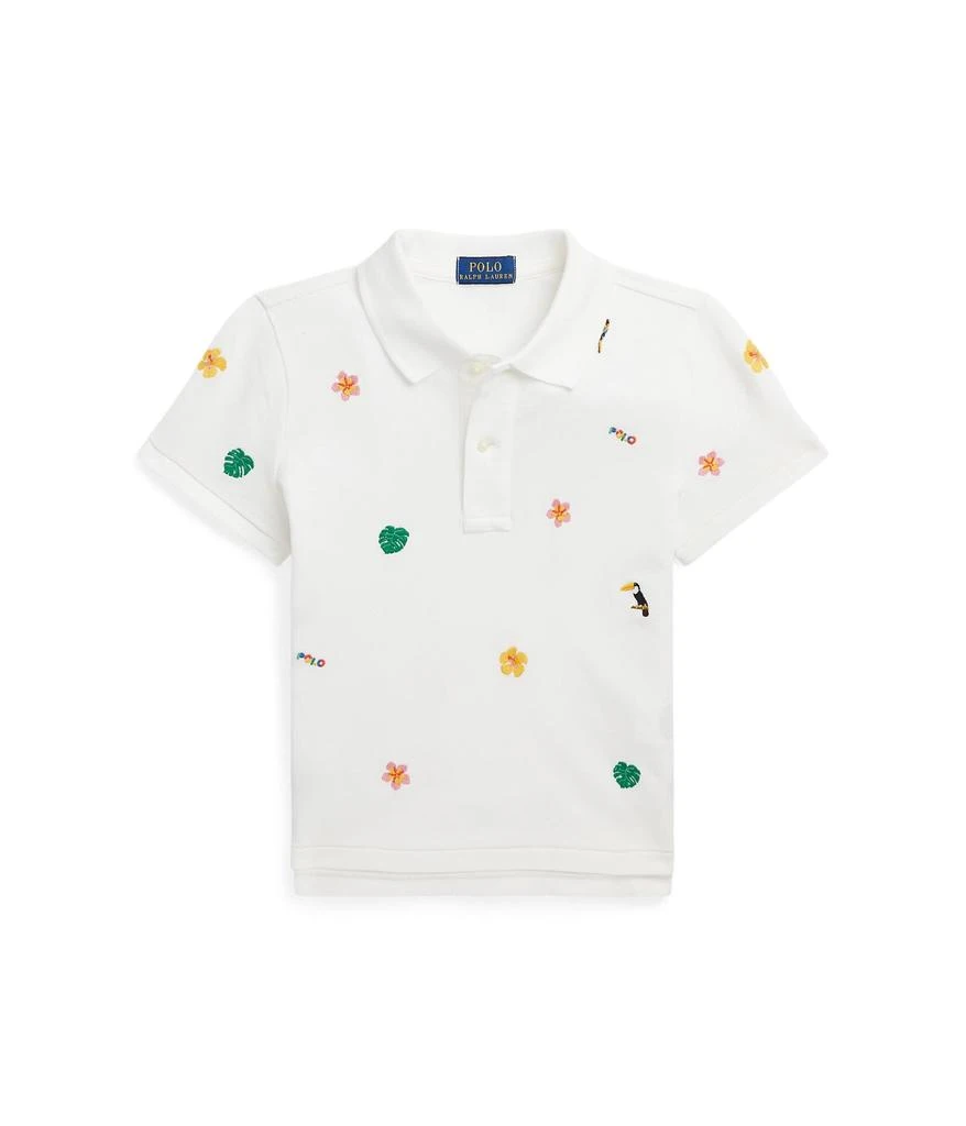 商品Ralph Lauren|Tropical-Embroidery Mesh Boxy Polo Shirt (Big Kids),价格¥310,第1张图片