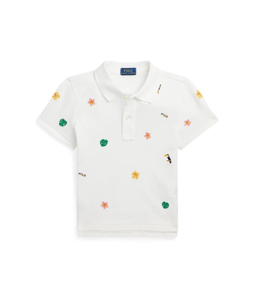 商品Ralph Lauren|Tropical-Embroidery Mesh Boxy Polo Shirt (Big Kids),价格¥180,第1张图片