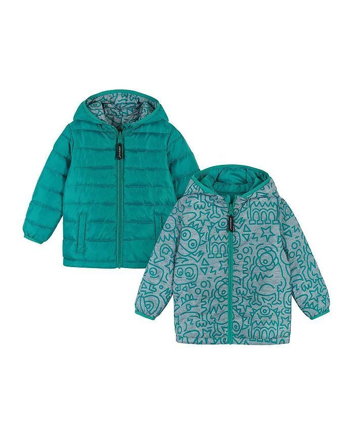 商品Andy & Evan|Boys' Mid Blue Dinos Reversible Puffer - Baby,价格¥553,第1张图片