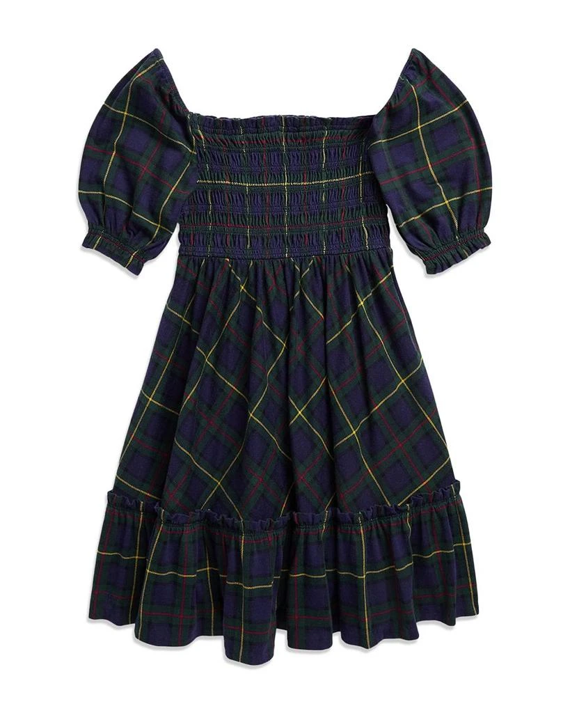 商品Ralph Lauren|Girls' Plaid Smocked Cotton Jersey Dress - Little Kid, Big Kid,价格¥358,第1张图片