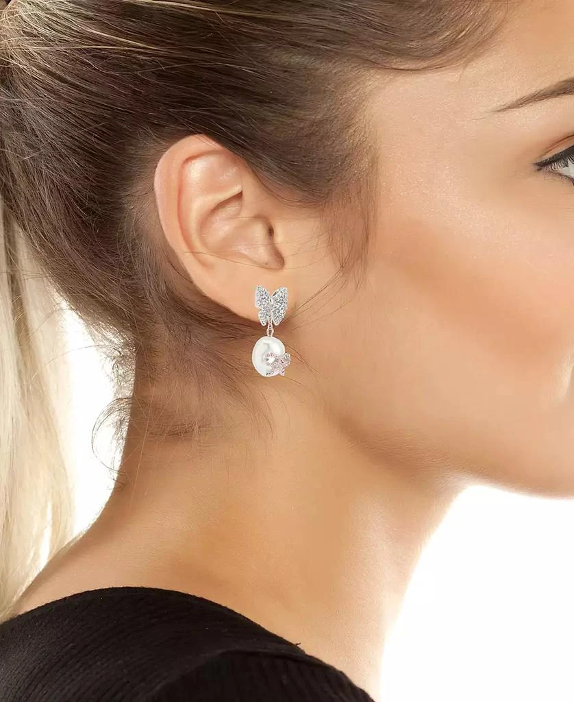 商品Betsey Johnson|Faux Stone Bow Pearl Safety Pin Mismatch Earrings,价格¥427,第2张图片详细描述
