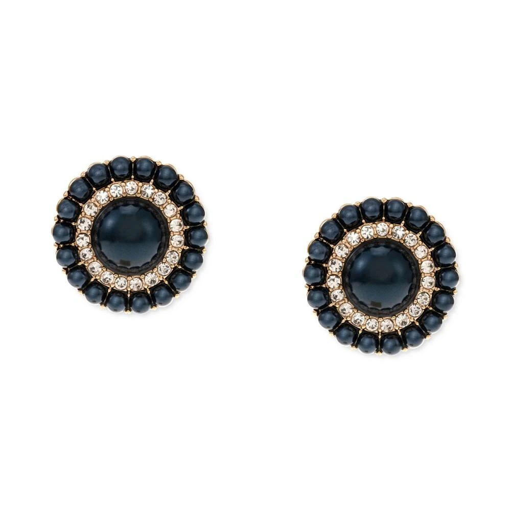 商品Charter Club|Gold-Tone Pavé & Color Imitation Pearl Button Earrings, Created for Macy's,价格¥66,第1张图片