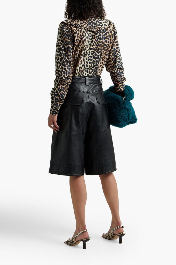 Ruffle-trimmed leopard-print organic cotton-poplin blouse商品第3张图片规格展示