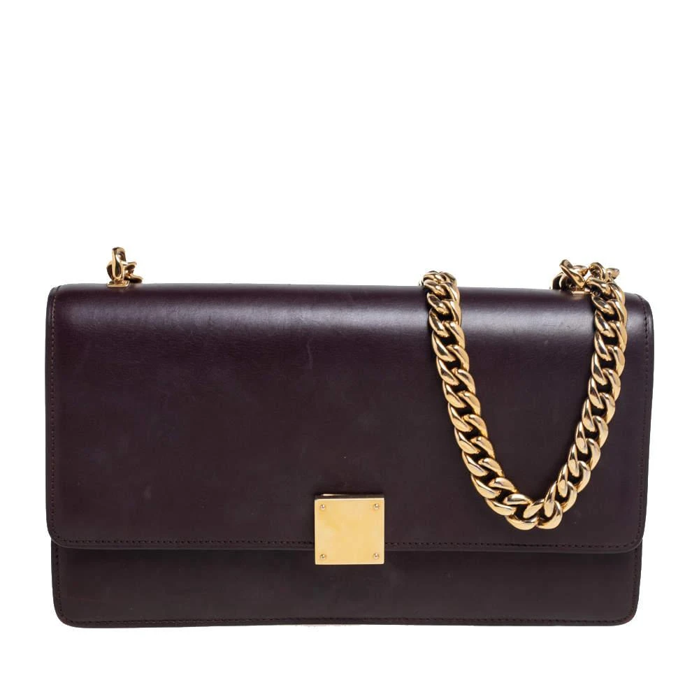 商品[二手商品] Celine|Celine Dark Burgundy Leather Large Case Chain Flap Shoulder Bag,价格¥3410,第1张图片