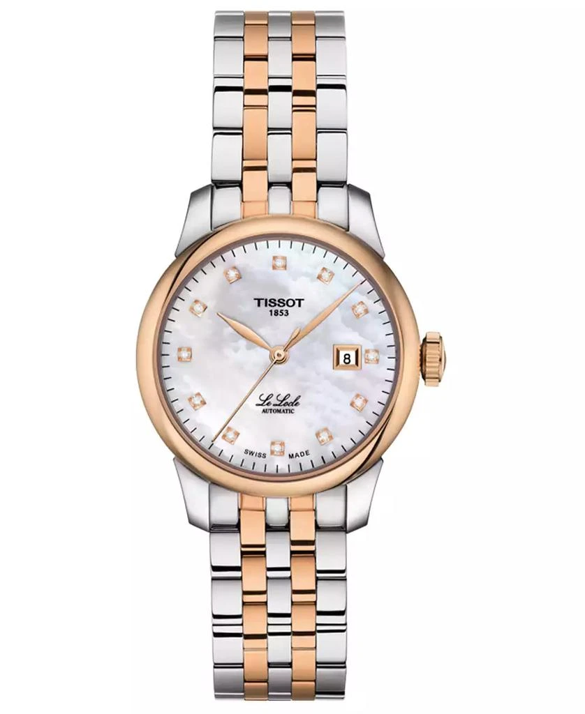 商品Tissot|Women's Swiss Automatic Le Locle Diamond-Accent Two-Tone Stainless Steel Bracelet Watch 29mm,价格¥7004,第1张图片