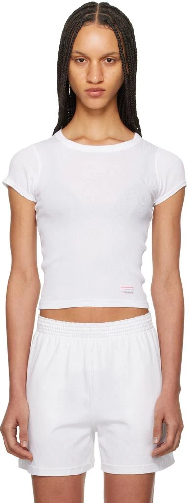 商品Alexander Wang|White Ribbed T-Shirt,价格¥319,第1张图片