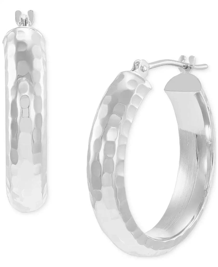 商品Macy's|Small Polished Hammered Tube Hoop Earrings in 14k White Gold, 7/8",价格¥1972,第1张图片