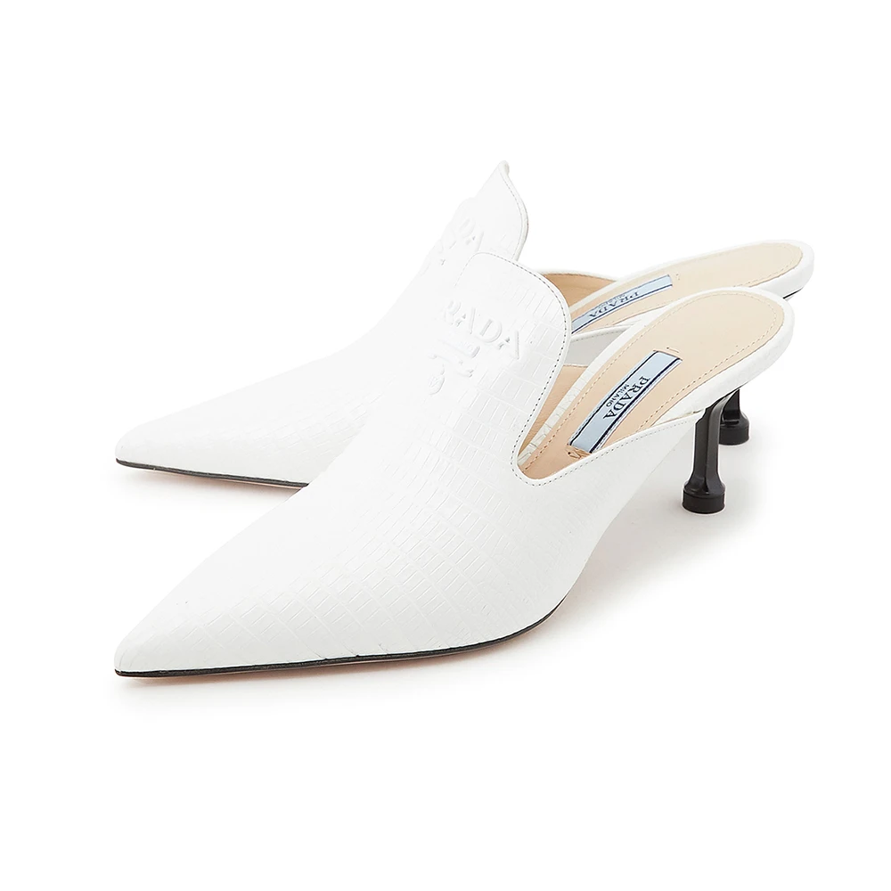PRADA 白色女士包脚高跟拖鞋 1S538L-1V3-F0009 商品