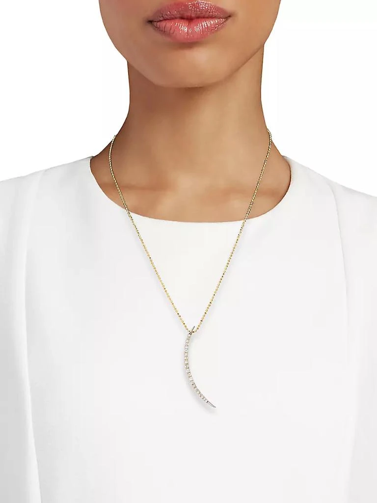 商品Renee Lewis|Two-Tone 18K Gold, Natural Pearl &amp; 1 TCW Diamond Crescent Moon Pendant Necklace,价格¥58353,第2张图片详细描述