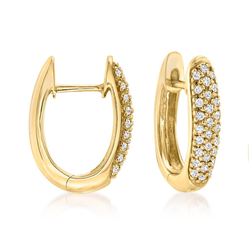 商品Ross-Simons|Ross-Simons 12-13mm Golden Cultured South Sea Pearl and . Diamond Hoop Drop Earrings in 18kt Yellow Gold,价格¥21462,第6张图片详细描述