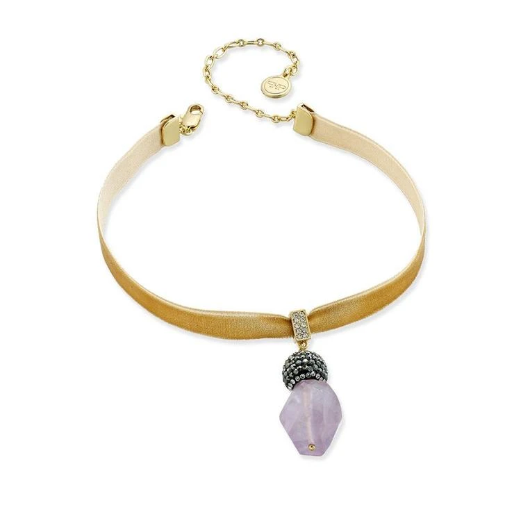 商品Paul & Pitü Naturally|14k Gold-Plated Amethyst Velvet Choker Necklace,价格¥174,第1张图片