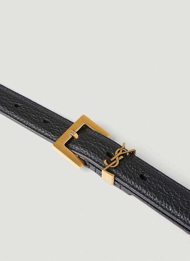 商品Yves Saint Laurent|Logo Plaque Belt in Black,价格¥2744,第4张图片详细描述