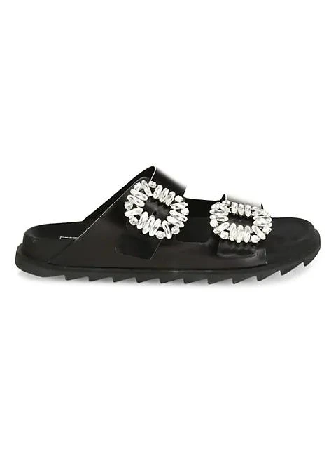 商品Roger Vivier|Slidy Viv Strass Leather Slides,价格¥9949,第1张图片