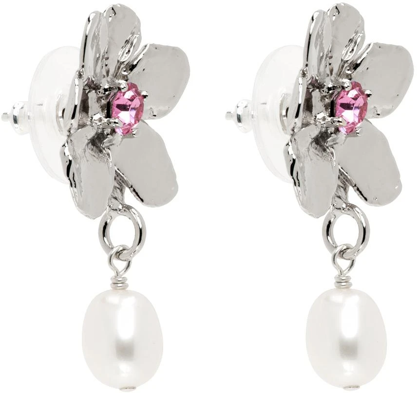 商品Mondo Mondo|Silver Flower Pearl Drop Earrings,价格¥2832,第2张图片详细描述