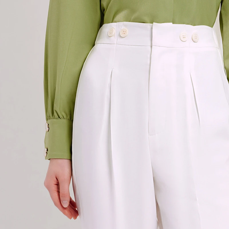 【Suggy Li联名胶囊系列】Lucia米白前褶高腰裤 | Lucia Pants - Ivory 商品