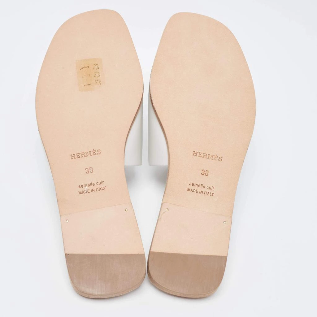 Hermes White Leather  Villa Flat Slides  Size 38 商品