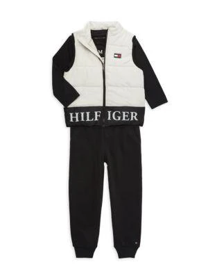 商品Tommy Hilfiger|Baby Boy’s 3-Piece Logo Vest, Top & Joggers Set,价格¥338,第1张图片