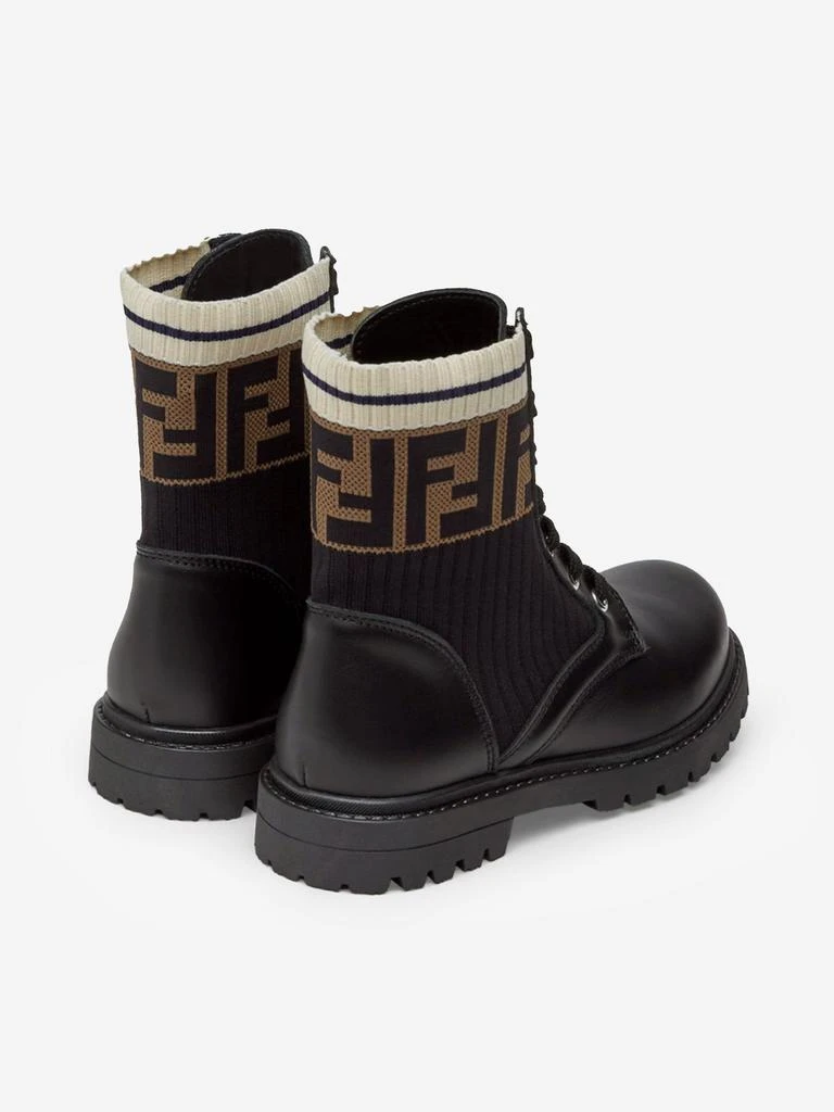 商品Fendi|Fendi Kids Leather FF Logo Biker Boots in Black,价格¥5142,第3张图片详细描述