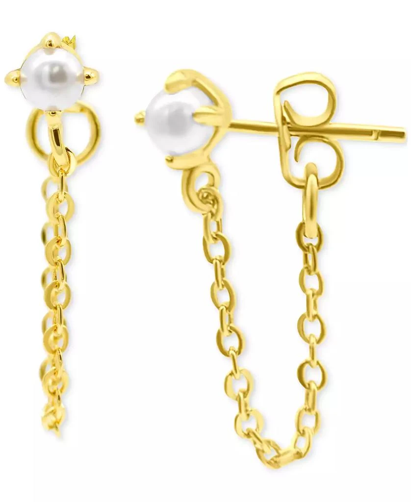 商品ADORNIA|14k Gold-Plated Chain & Freshwater Pearl Front-to-Back Earrings,价格¥187,第2张图片详细描述