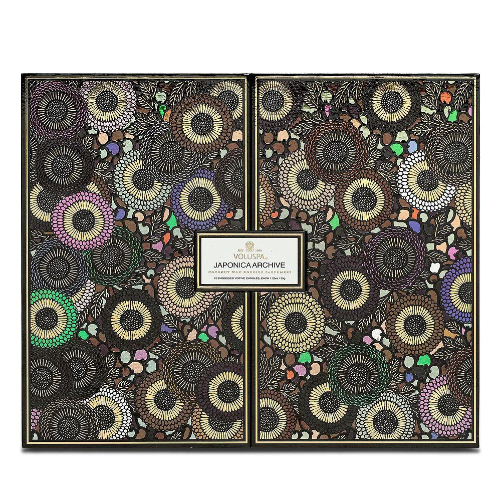 【包装盒轻微翘边、蜡油轻微溢出】Japonica Archive 12 Embossed Glass Candles Gift Set 商品