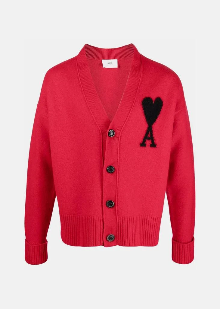 商品AMI|AMI Alexandre Mattiussi Red Ami De Coeur Cardigan,价格¥3773,第1张图片