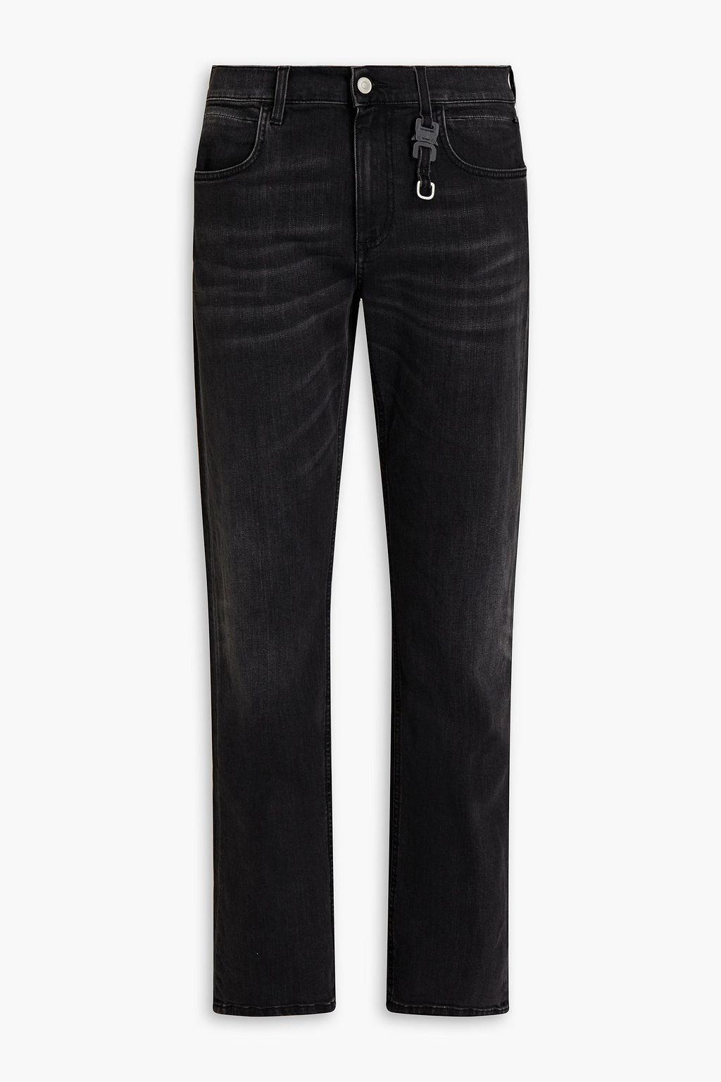 Buckle-embellished whiskered denim jeans商品第1张图片规格展示