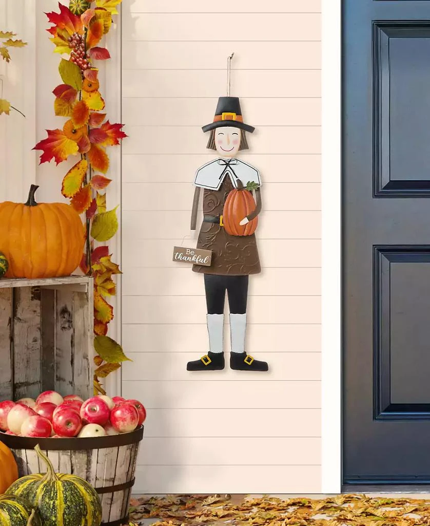 Metal Thanksgiving Pilgrim Boy Yard Stake, Standing Decor or Hanging Decor, 36" 商品