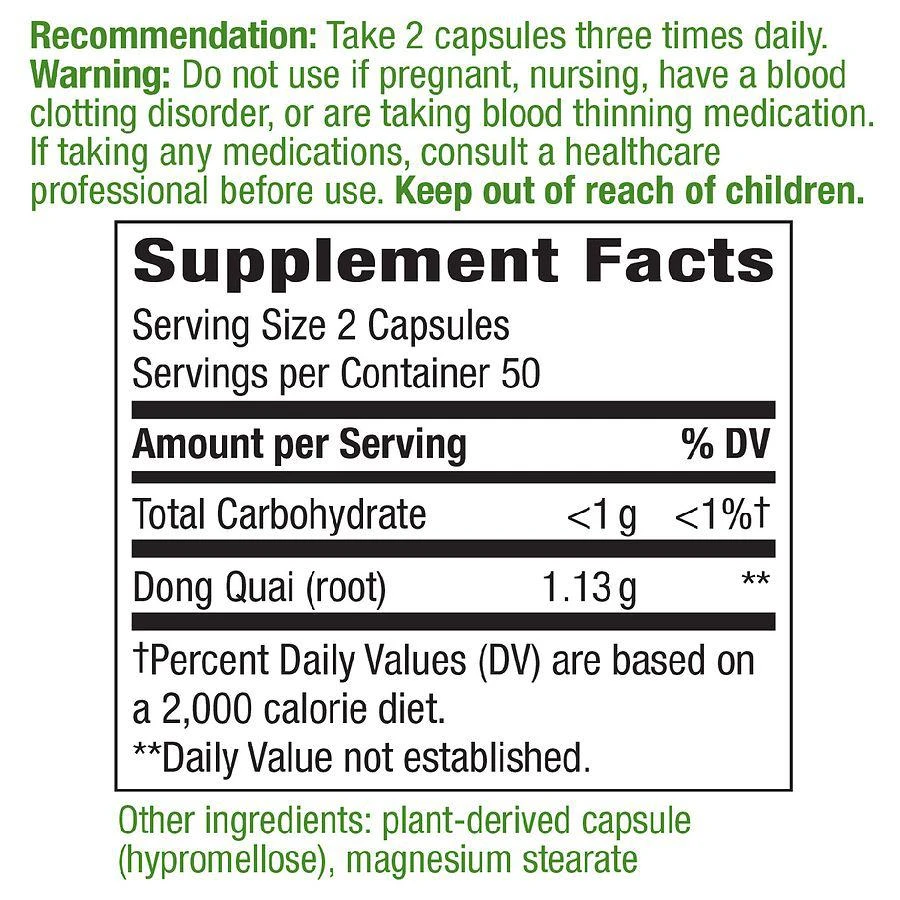 商品Nature's Way|Dong Quai Root Capsules,价格¥104,第2张图片详细描述