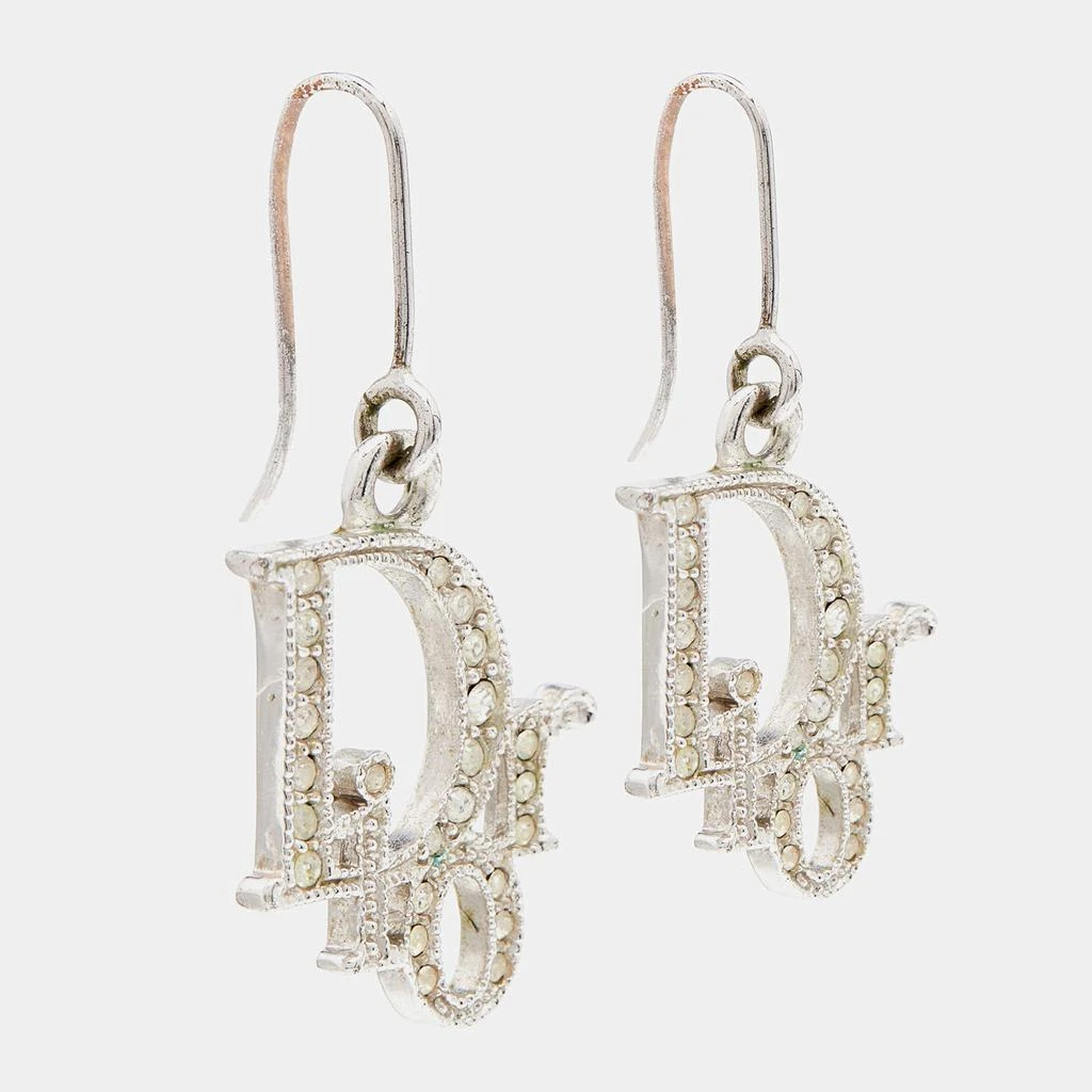 商品[二手商品] Dior|Dior Silver Tone Crystal Logo Earrings & Pendant Necklace,价格¥3269,第3张图片详细描述