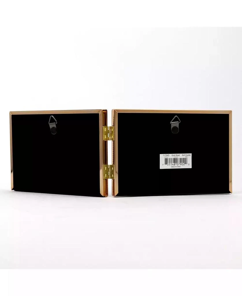 商品Lawrence Frames|Polished Metal Hinged Double Picture Frame - Bead Border Design, 6" x 4",价格¥180,第3张图片详细描述