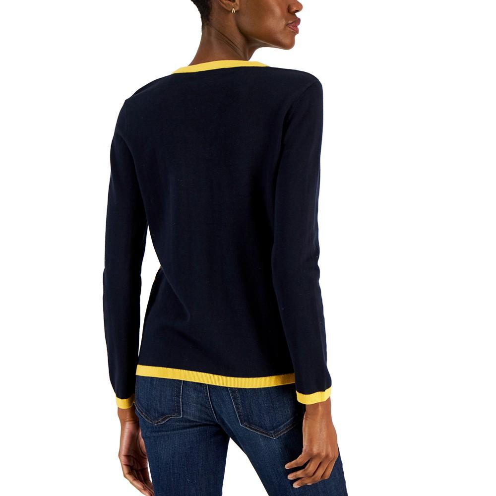 Women's Cotton V-Neck Sweater商品第2张图片规格展示
