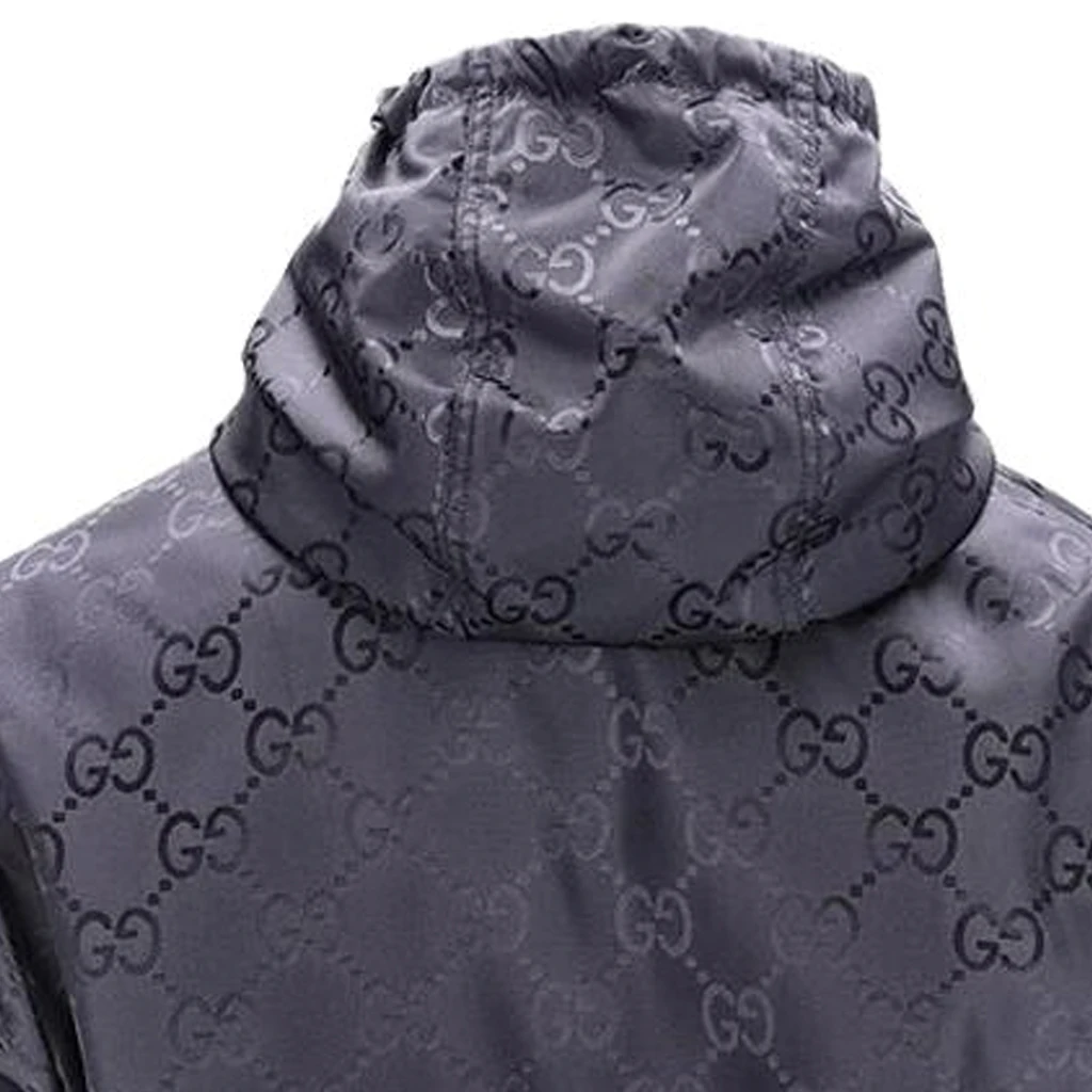 商品[国内直发] Gucci|古驰 Logo字母印花连帽长袖口袋夹克外套 男款 黑色,价格¥20912,第6张图片详细描述