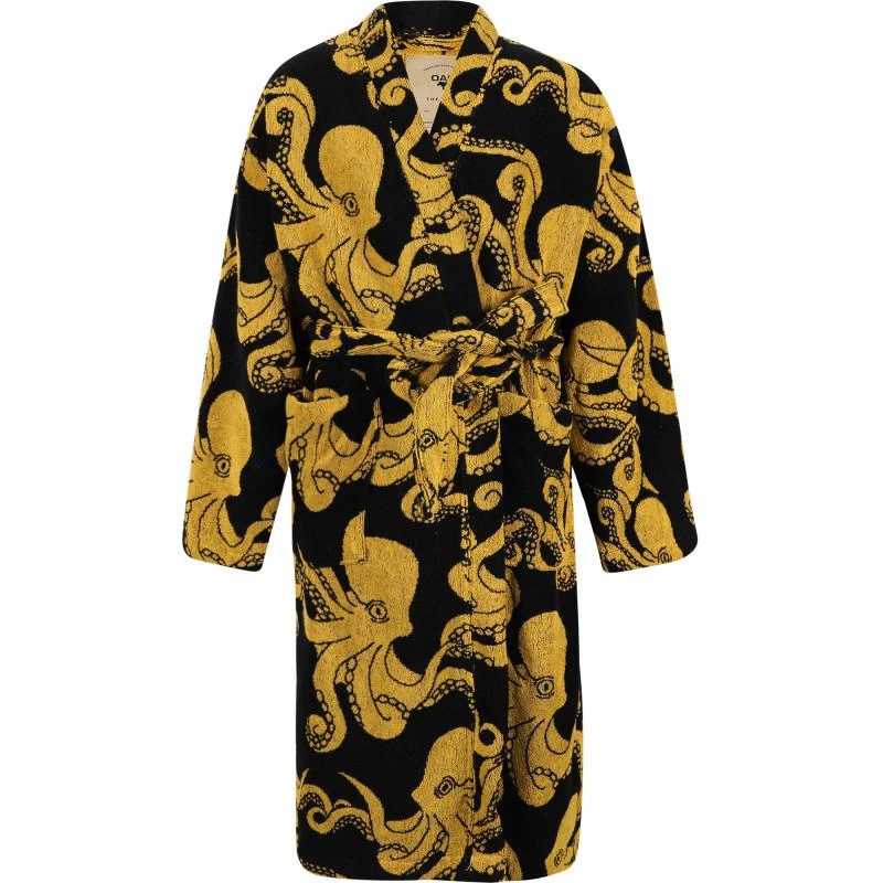 商品OAS|Octopus and flamingos print terry bathrobe set in black brown and pink,价格¥1739,第2张图片详细描述