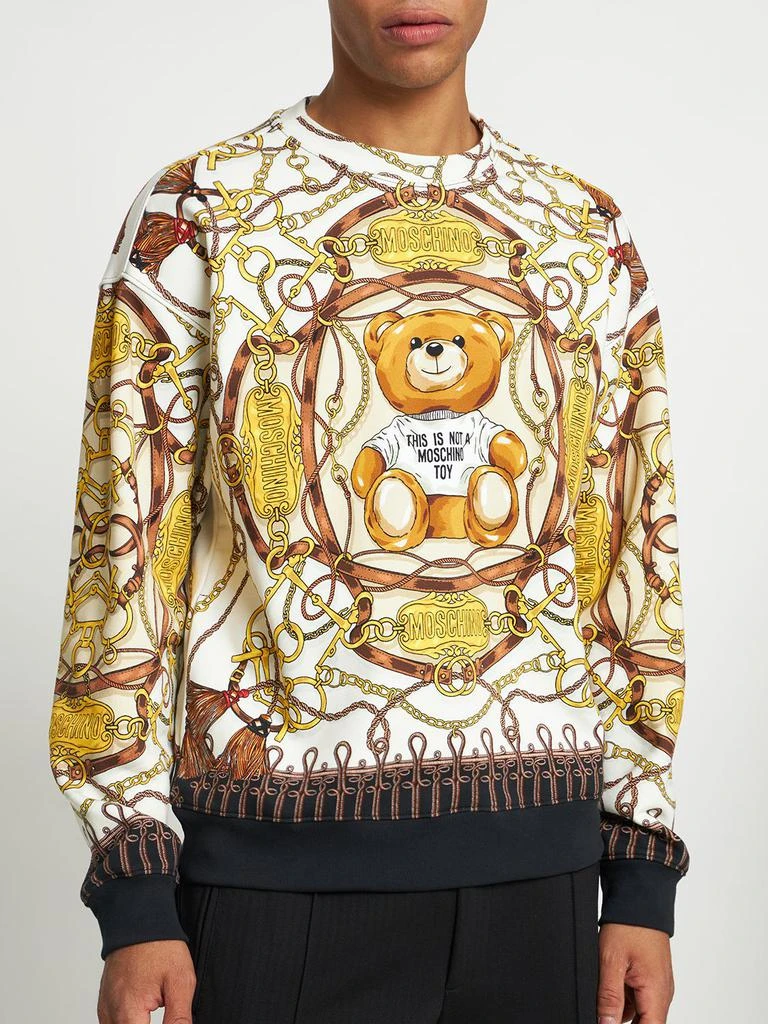 商品Moschino|Teddy Scarf Print Cotton Sweatshirt,价格¥5383,第2张图片详细描述