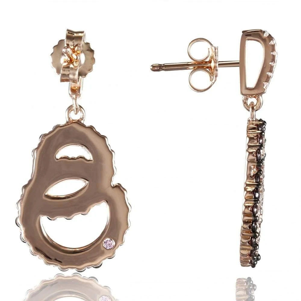 商品Suzy Levian|Suzy Levian Rosed Sterling Silver Brown Cubic Zirconia Interlocked Double Loop Earrings,价格¥686,第2张图片详细描述
