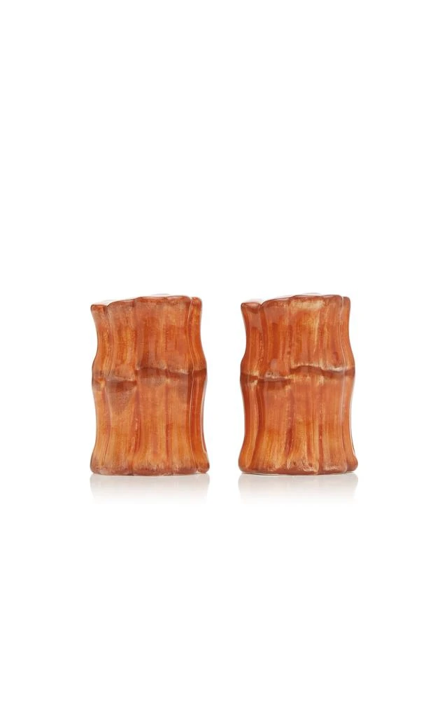 商品Este Ceramiche for Moda Domus|Este Ceramiche for Moda Domus - Bamboo-Painted Ceramic Salt & Pepper Shaker - Brown - Moda Operandi,价格¥1310,第1张图片