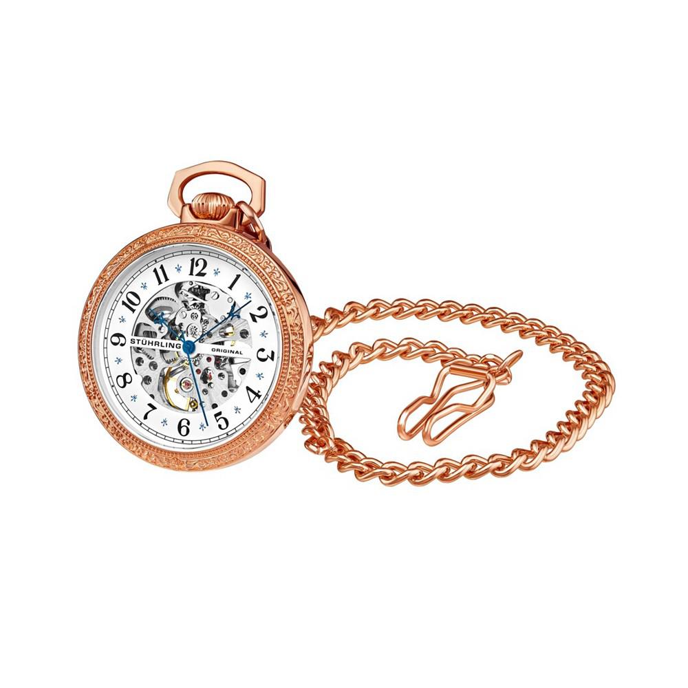 Women's Rose Gold Stainless Steel Chain Pocket Watch 48mm商品第2张图片规格展示