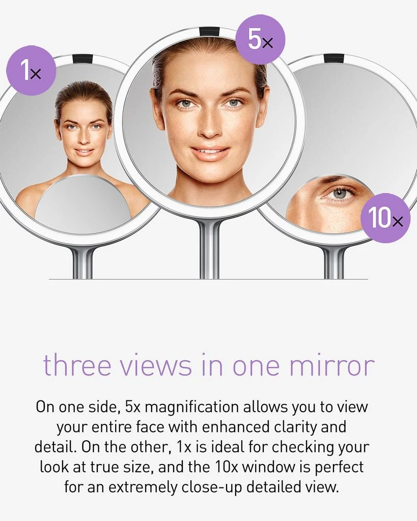 商品simplehuman|Trio Max Sensor Makeup Mirror, Brushed,价格¥2723,第4张图片详细描述